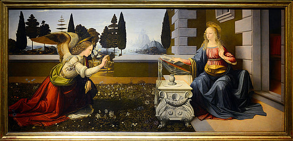 annunciation painting by leonardo da vinci