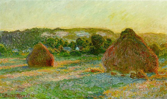 Wheatstacks (end of summer) painting from Haystacks collection by Claude Monet