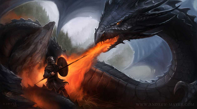 beowulf battling the dragon