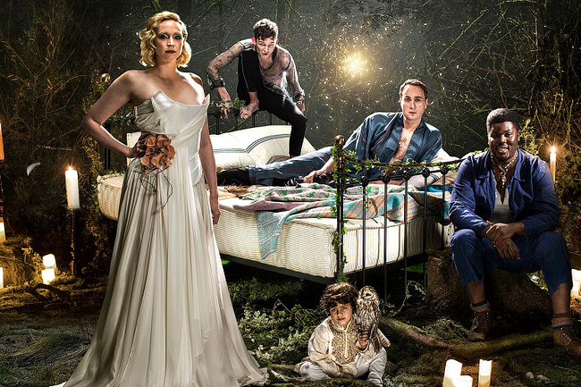 Gwendoline Christie and cast of bridge theatre's a midsummer night's dream